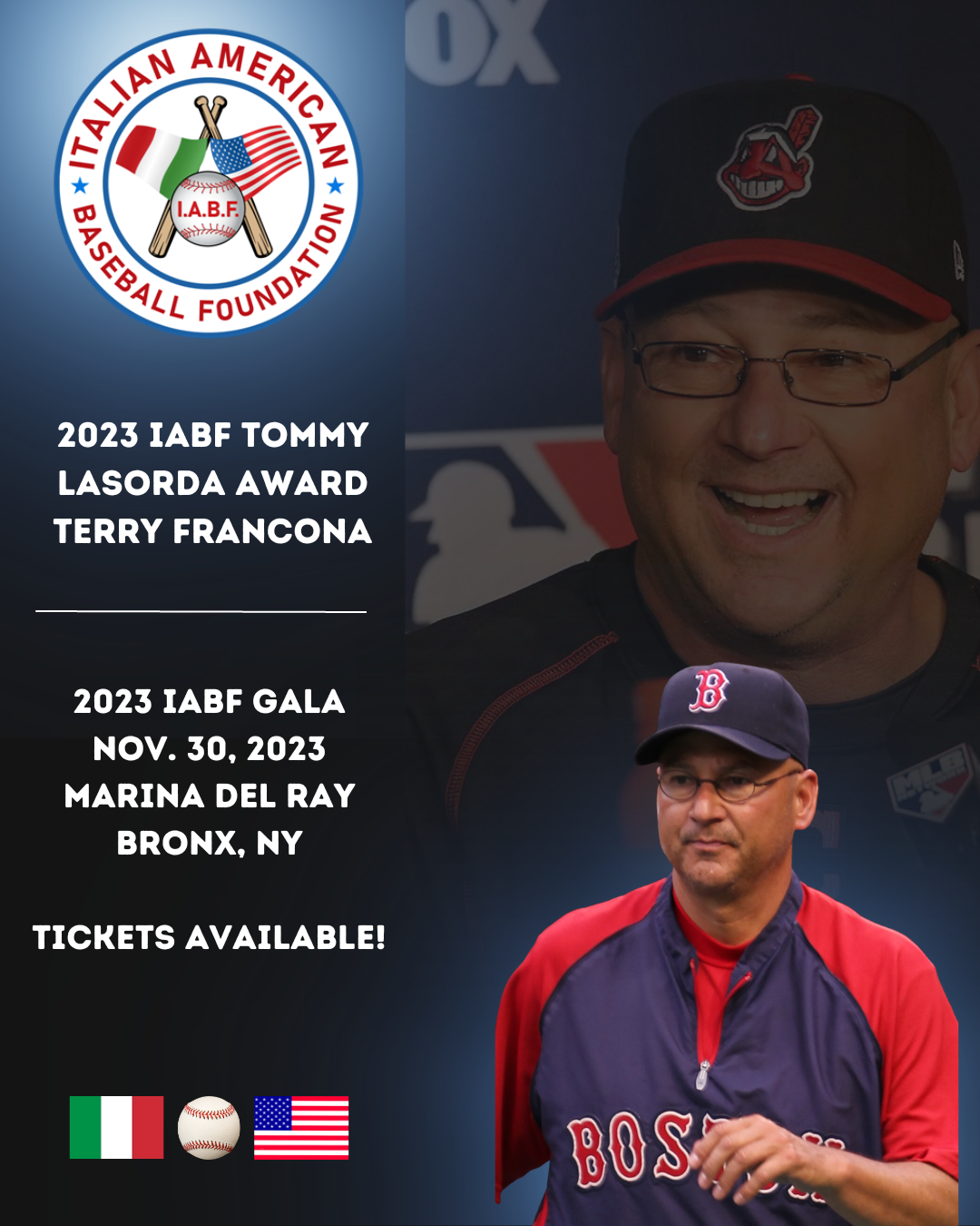 Terry Francona Named 2023 IABF Tommy Lasorda Award Honoree